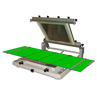 MC110LED Manual LED Stencil Printer Shown with 2ft Wide Frame and Stencil