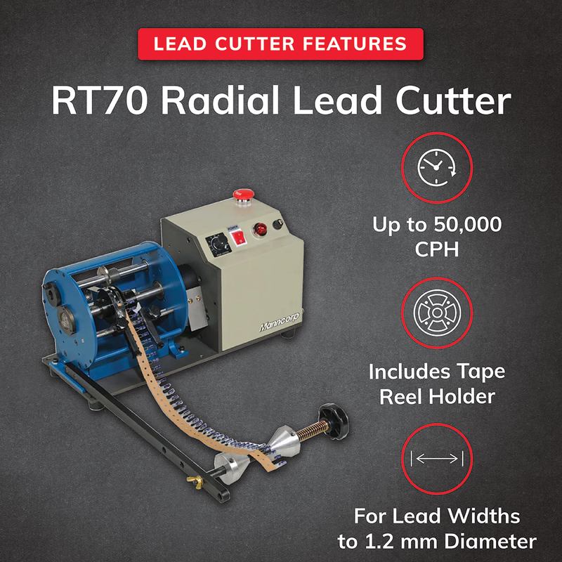 RT70 High-Speed Radial Lead Cutter | No-Stress, Tool-Free Setup