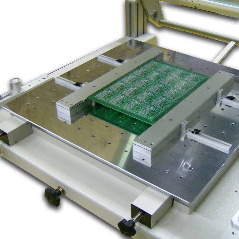 MC110 Manual PCB Screen Printer with PCB in Print Area
