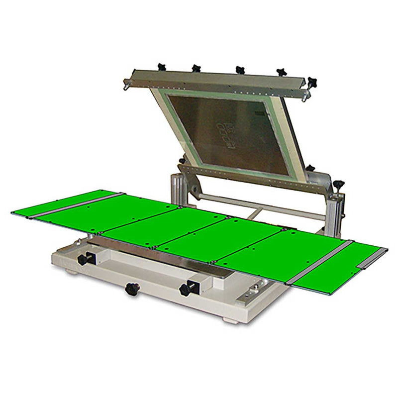 MC110LED Manual LED Stencil Printer Shown with 2ft Wide Frame and Stencil